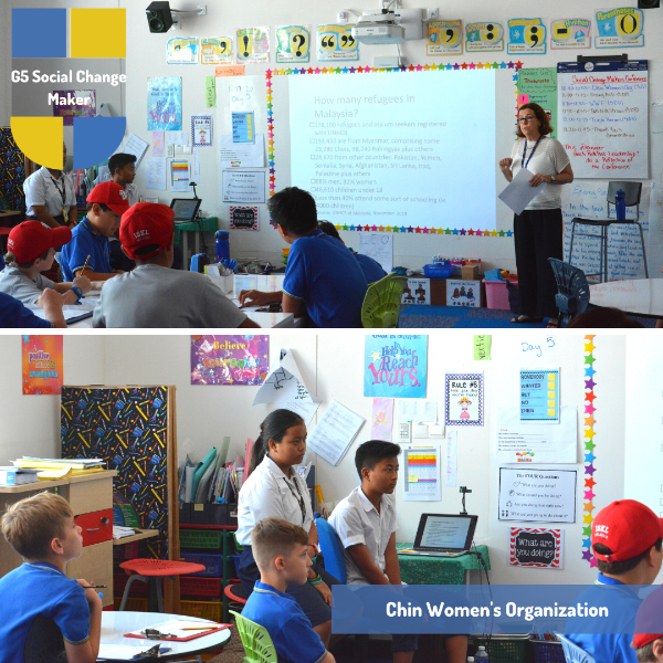 Ms Janine Williams speaking to elementary kids