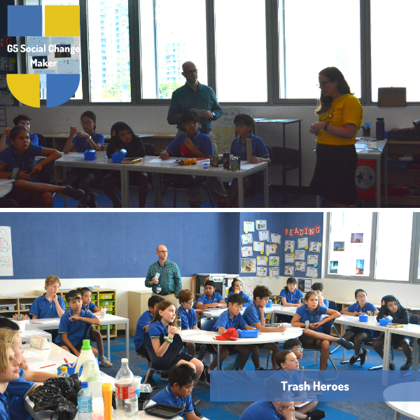 Ms Amy Poppovitch speaking to elementary kids
