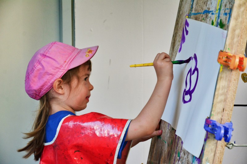 Elementary girl painting