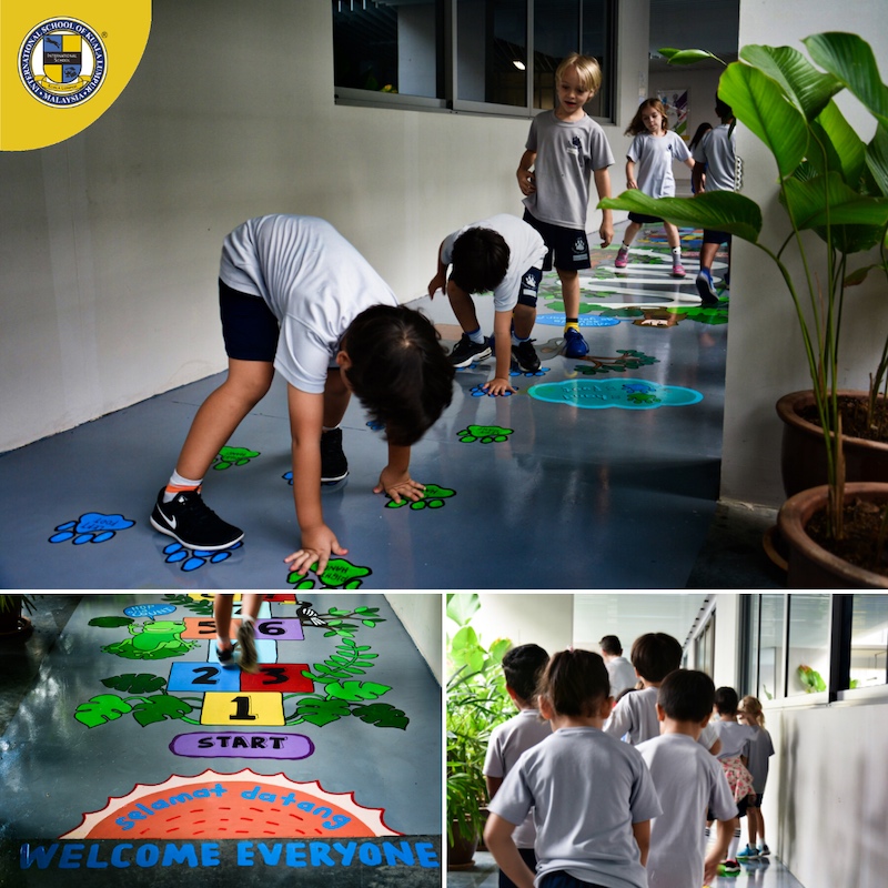 Grade 1 students experiencing sensory paths