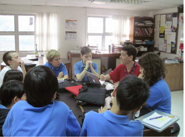 Laurence with ISKL students
