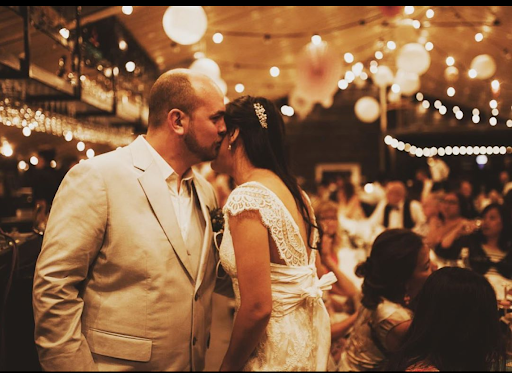 at her wedding with husband Gael