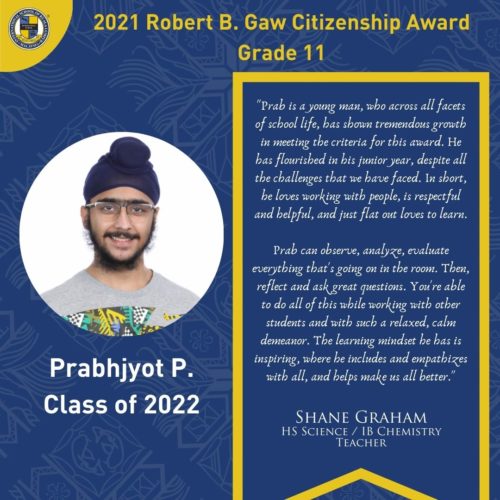 Grade 9 – 11 Awards Ceremony Prabhjyot