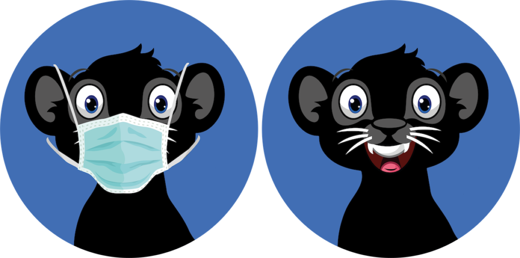 Panthers with and wo mask
